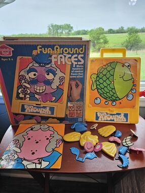 Vintage 1981 Romper Room Fun Around Faces Game Hasbro Toy w/ Box Rare Retro Set